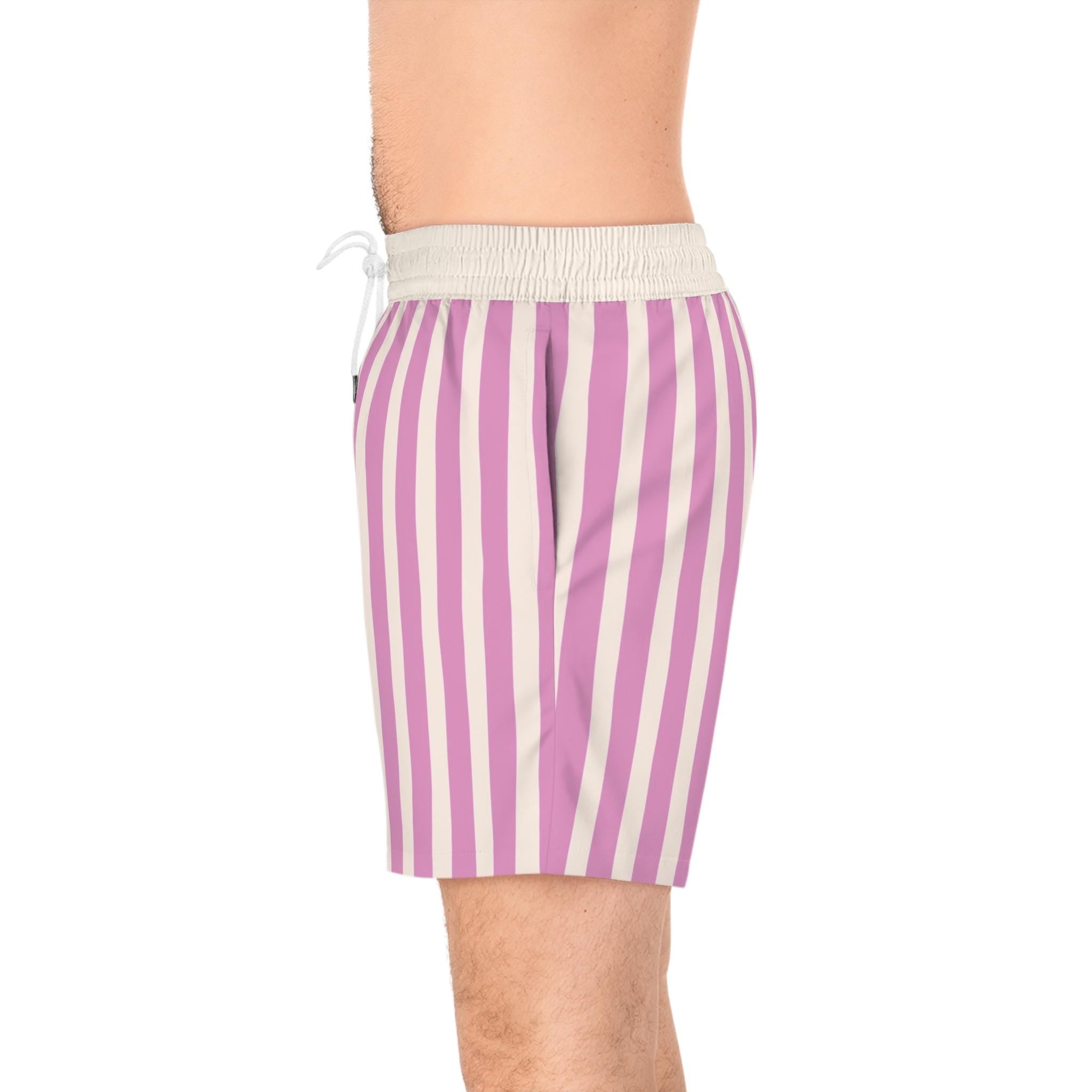 Pink and White Swim Shorts