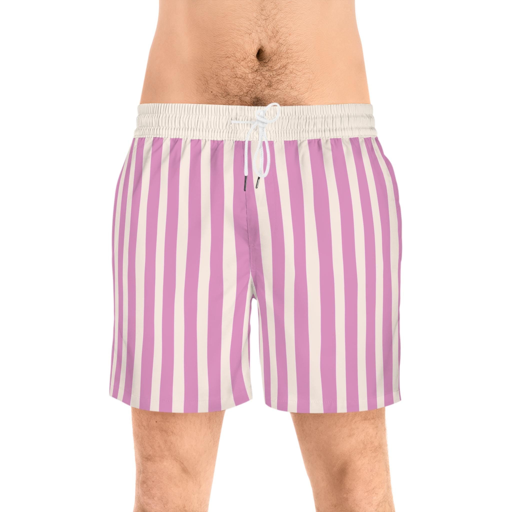 Pink and White Swim Shorts