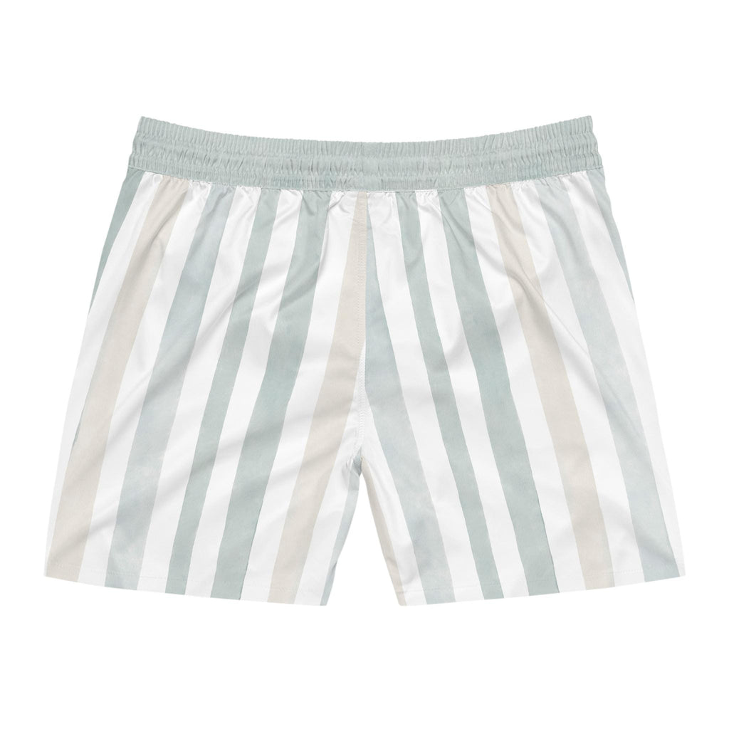 Sage Stripe Swim Shorts | Mid-Length Beach Trunks