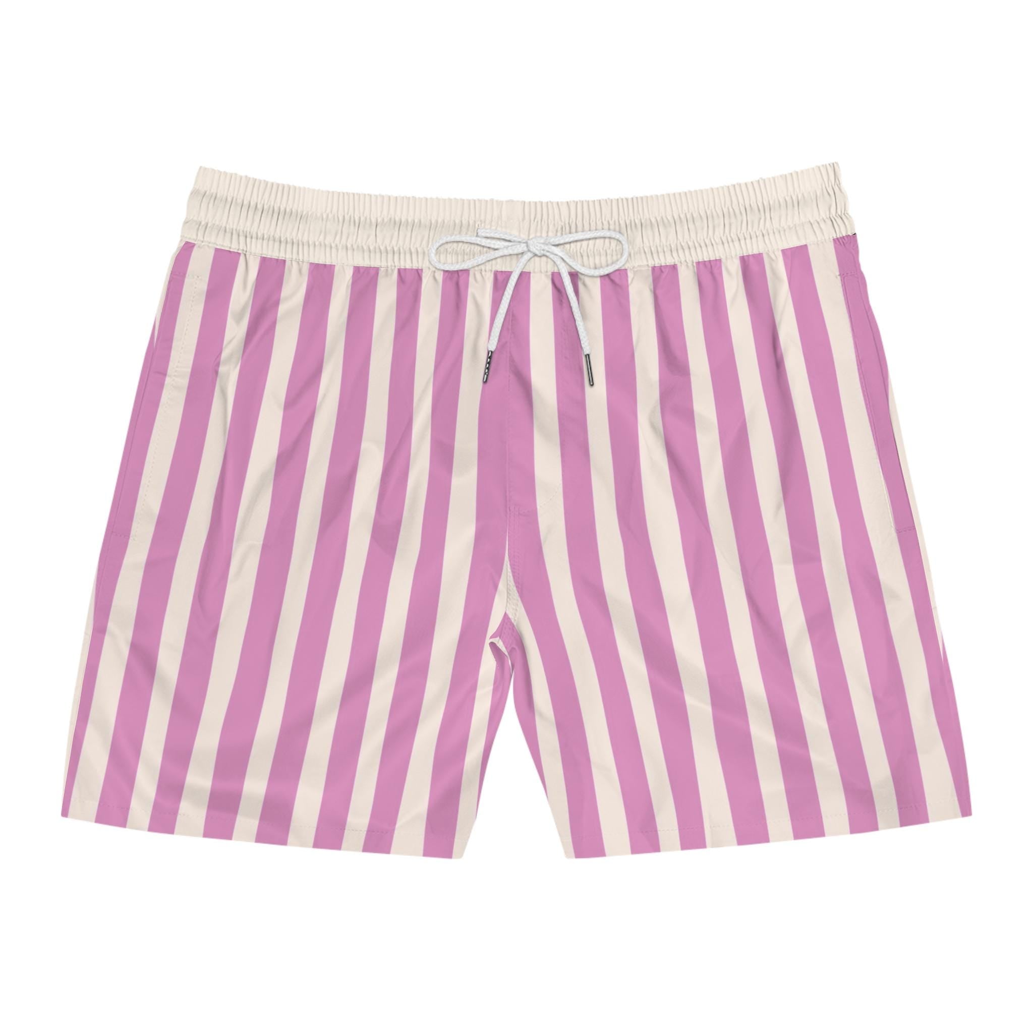 Pink and White Swim Shorts