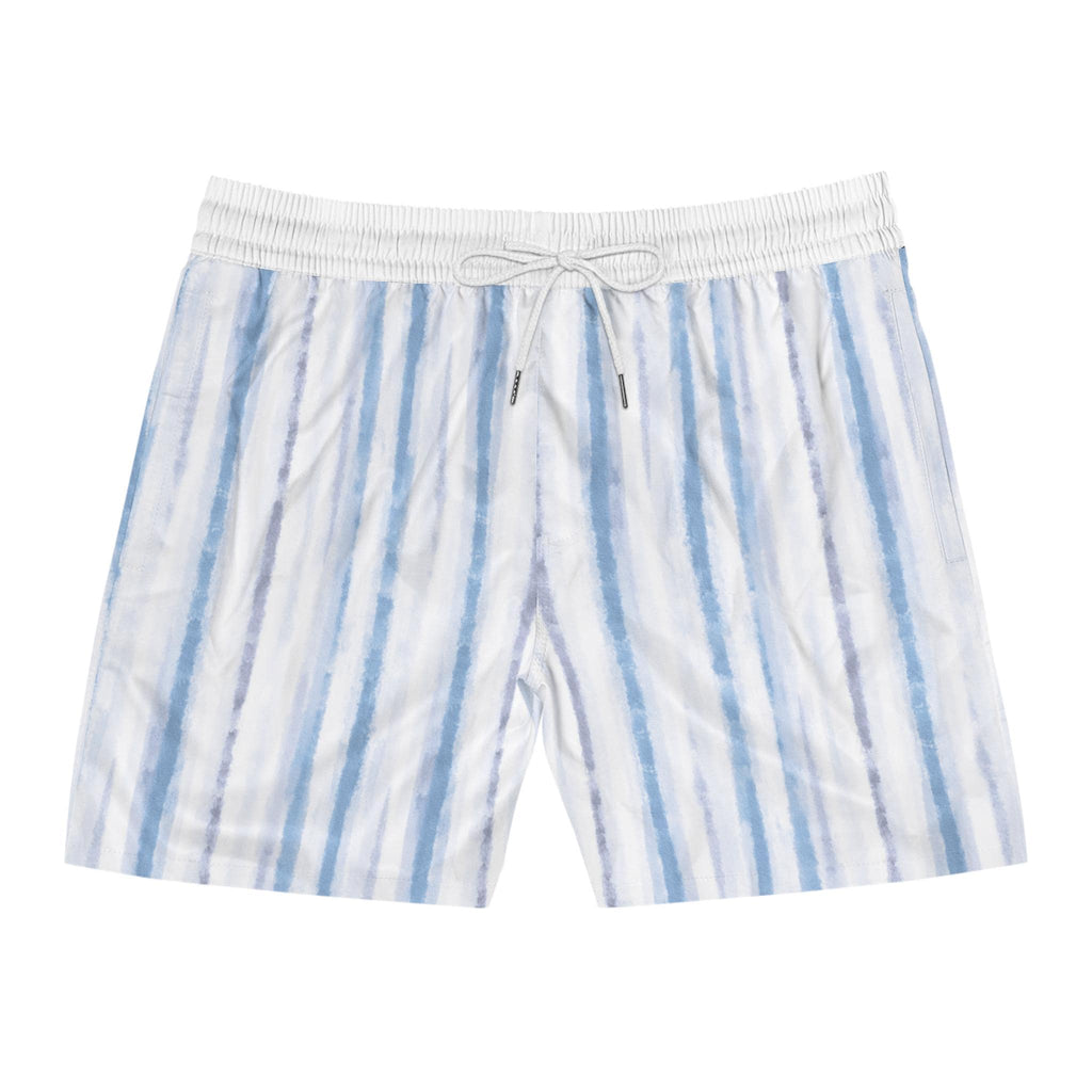 Blue Stripe Swim Shorts | Men's Mid-Length Beach Trunks