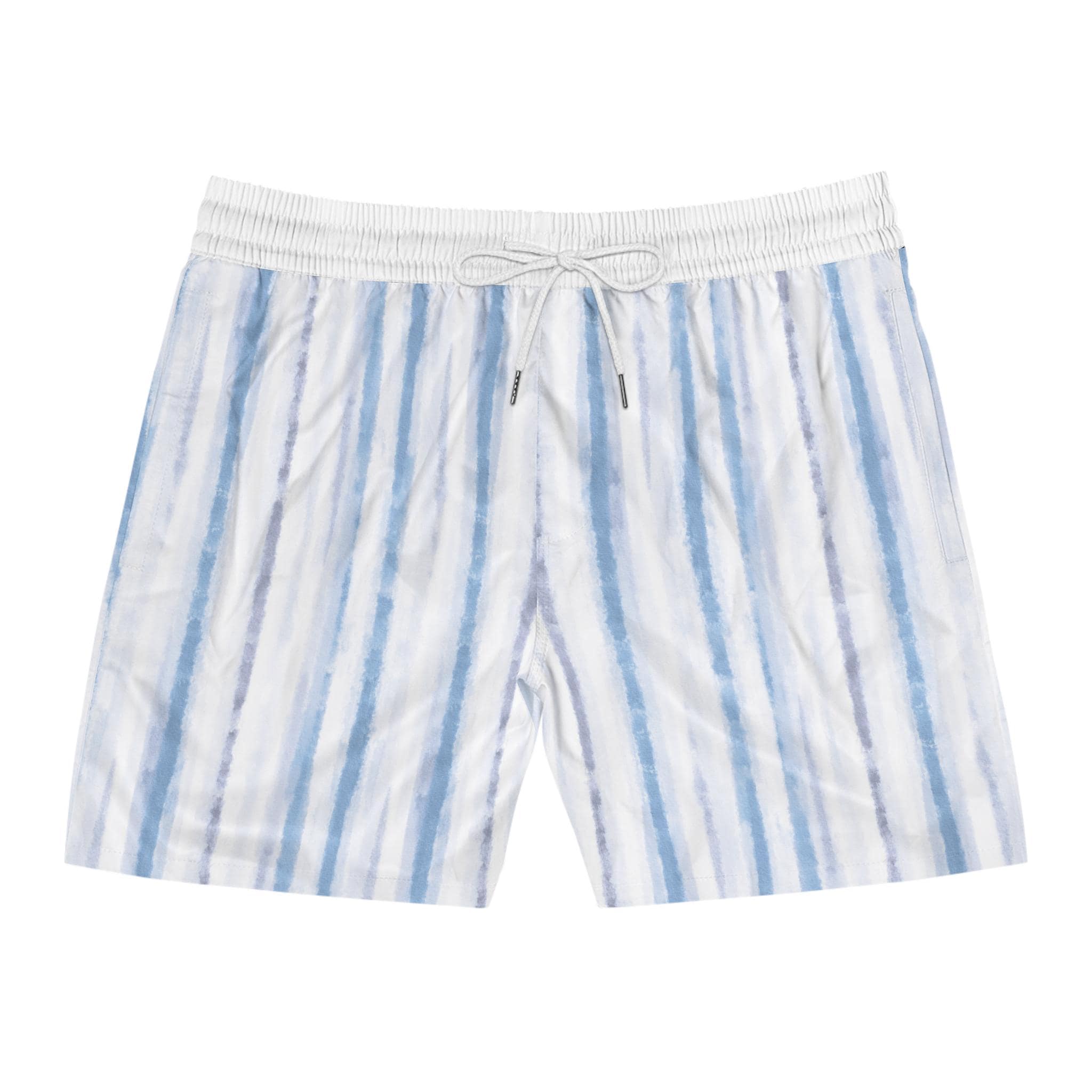 Blue Stripe Swim Shorts | Men's Mid-Length Beach Trunks